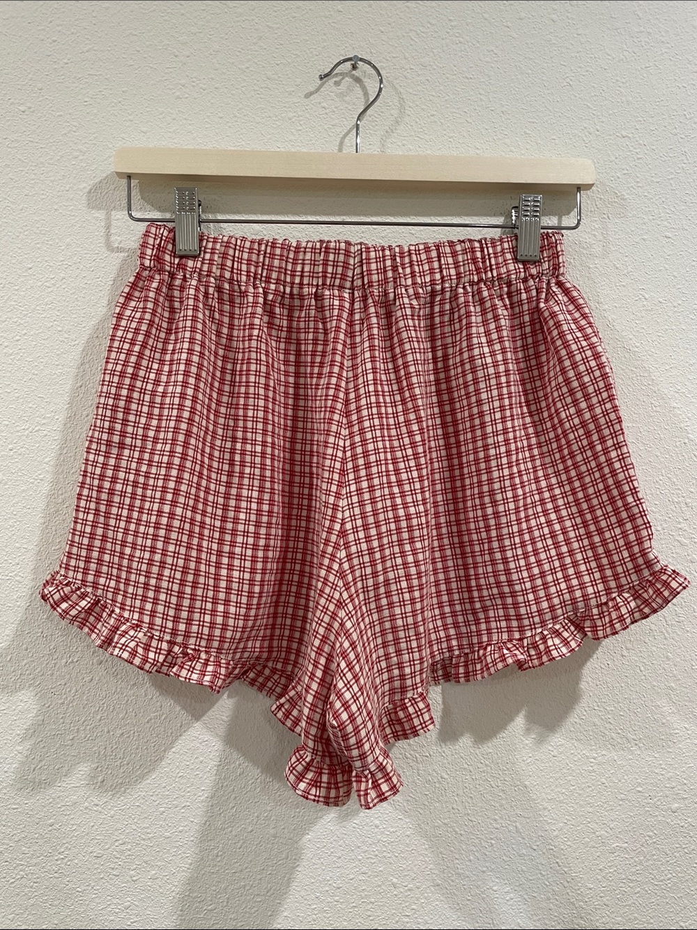 BLVD OF DREAMS Red Gingham Ruffle Boxer Shorts Coquette Cottagecore Milkmaid - Picture 5 of 6